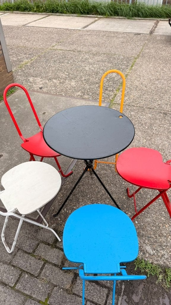 Kampeerzitje met tafel uit jaren '80, Ophalen, Gebruikt, Campingstoel