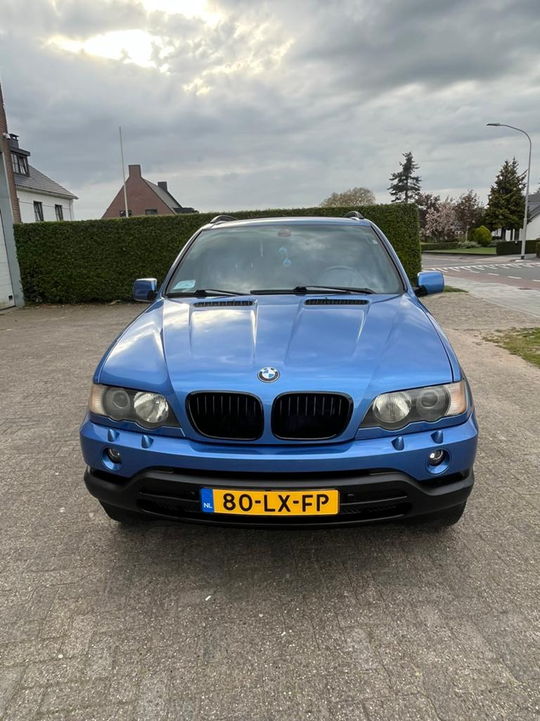 BMW X5 3.0 I AUT 2003 Blauw, Auto's, BMW, Automaat, X5, Blauw, Vierwielaandrijving
