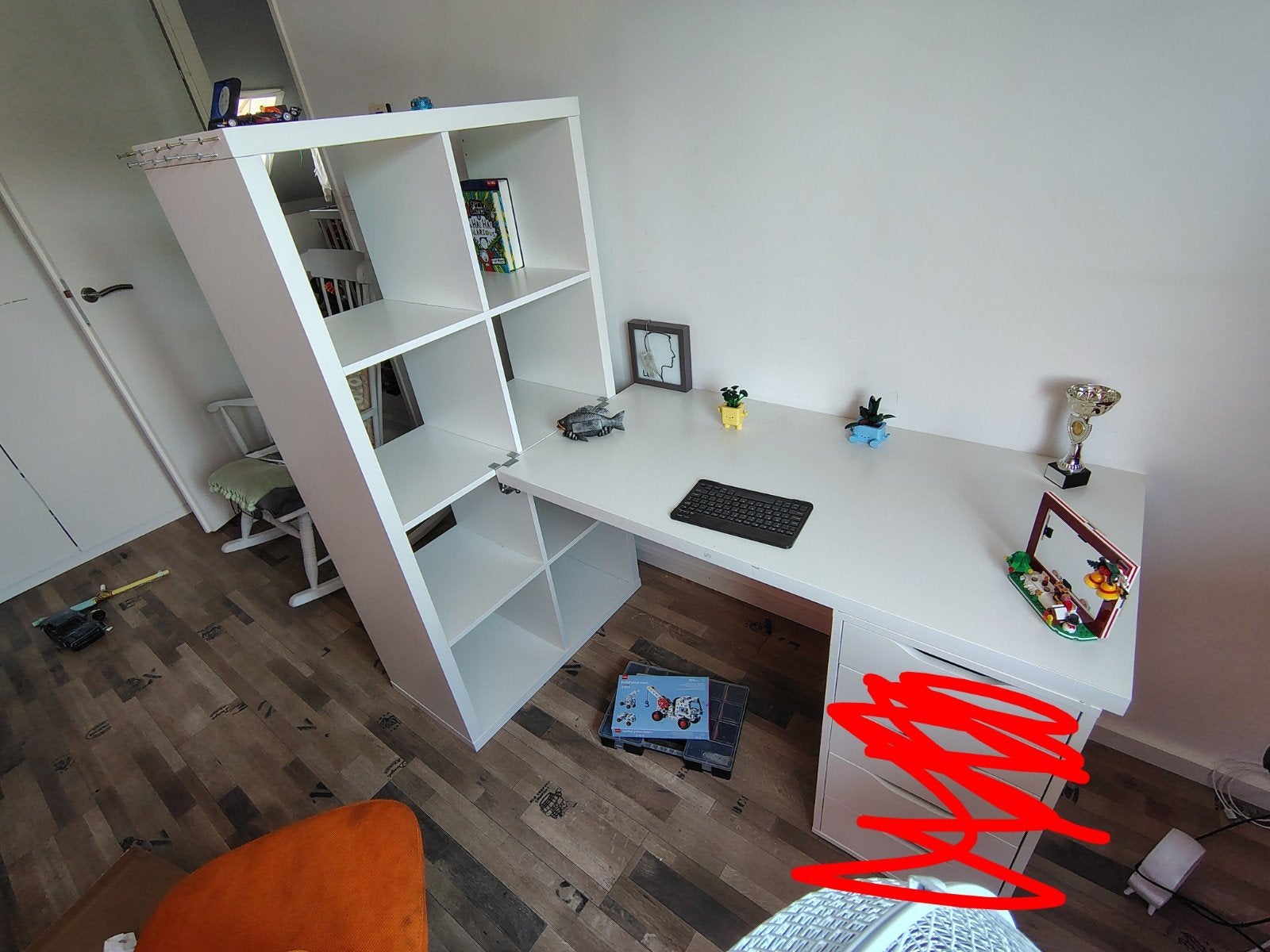 IKEA Kallax kast 2x4 met werkblad (excl. ladenkastje), Ophalen, Gebruikt, 100 tot 150 cm, 50 tot 100 cm