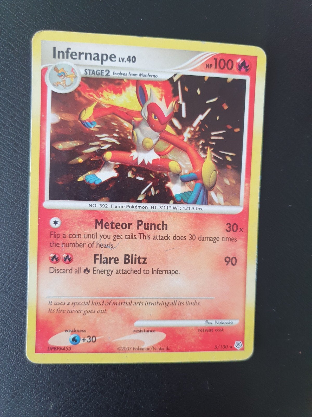 infernape 5/130 holo pokemon kaart, Ophalen of Verzenden, Zo goed als nieuw, Losse kaart