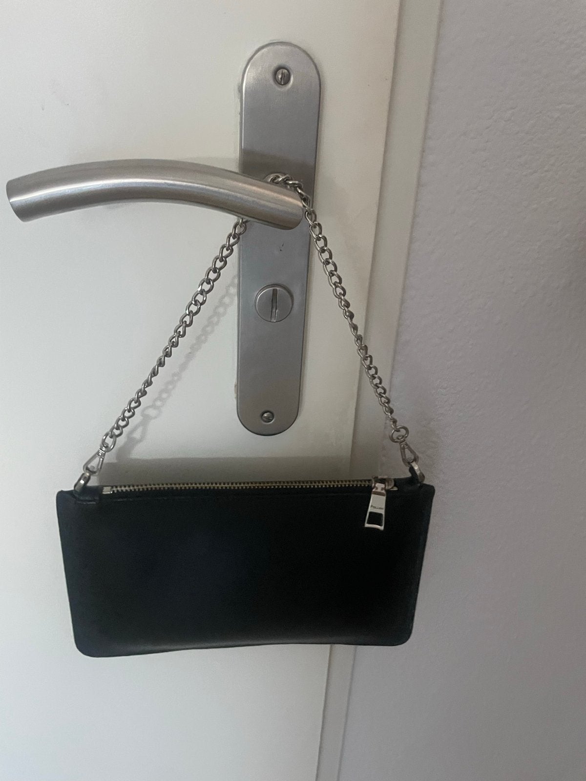 Pollini Zwart leren Tasje met Ketting, Ophalen of Verzenden, Zo goed als nieuw, Zwart, Avondtasje