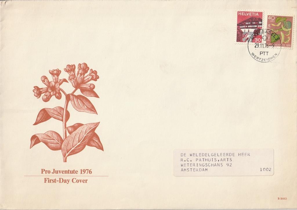 FDC Pro Juventute 1976, Postzegels en Munten, Postzegels | Eerstedagenveloppen, Ophalen of Verzenden, Beschreven, Europa