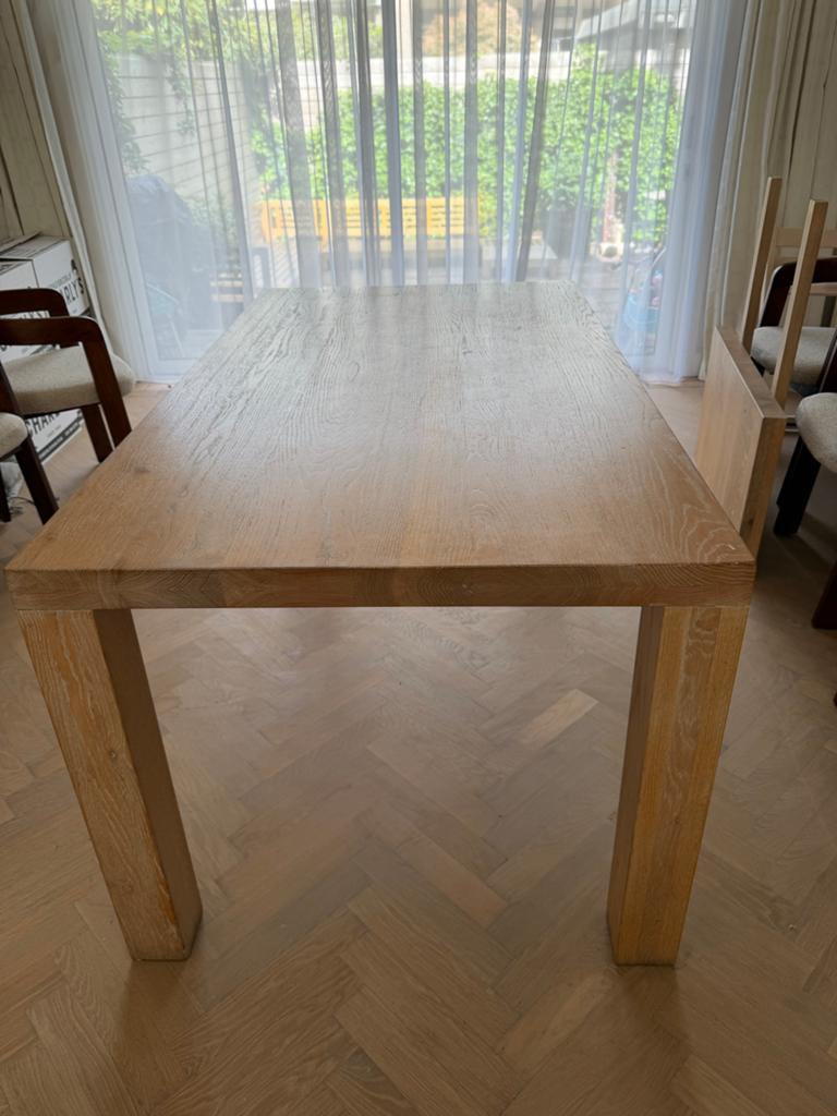 Stevige houten eettafel met uitschuifblad, Huis en Inrichting, Tafels | Eettafels, Gebruikt, 200 cm of meer, Rechthoekig, Overige houtsoorten