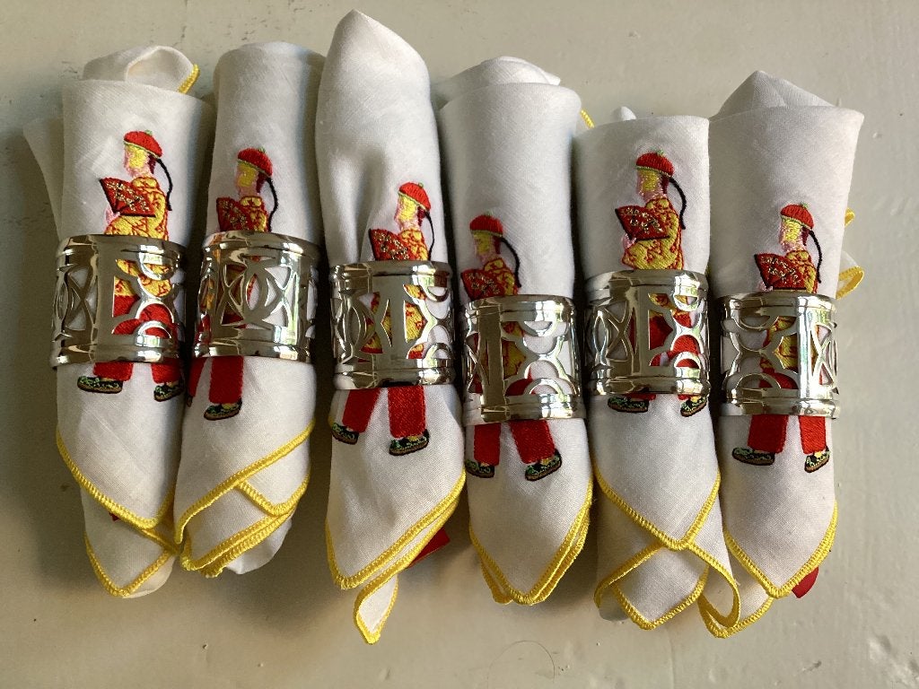 Servetten Servetringen Zilver Nieuw Chinees Geborduurd, Ophalen, Nieuw, Wit, Overige typen