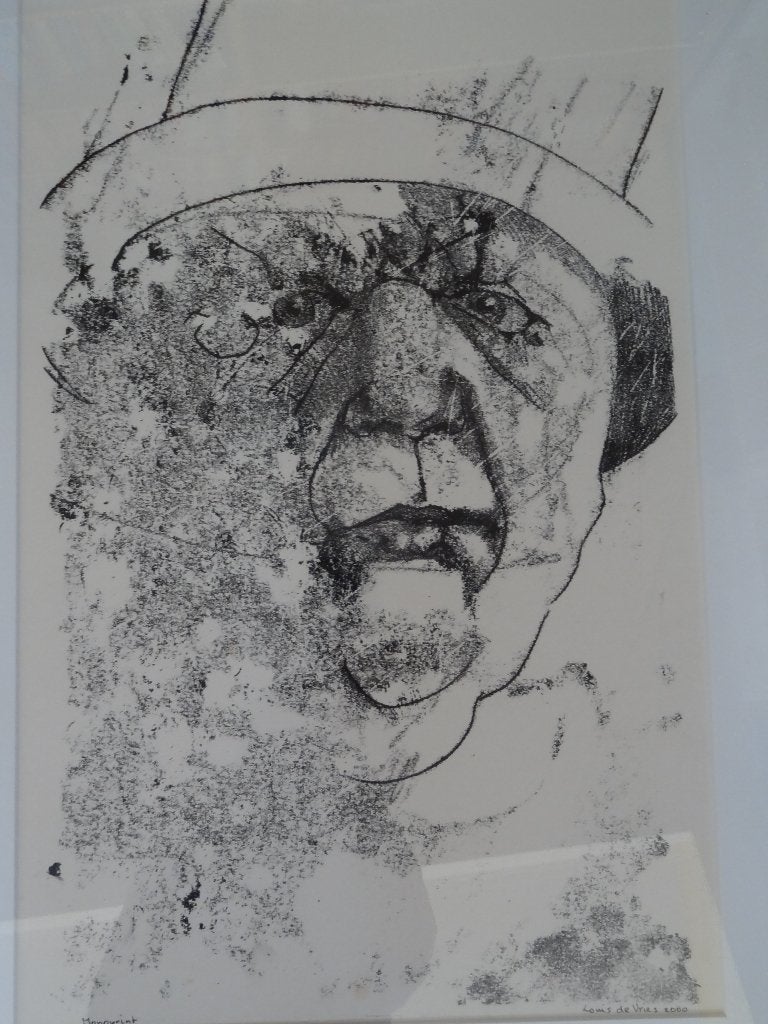 serie mannen portretten, monoprint, Louis de Vries, 2000, Antiek en Kunst, 1950 - 1999, Overige technieken, Portret, Ophalen of Verzenden