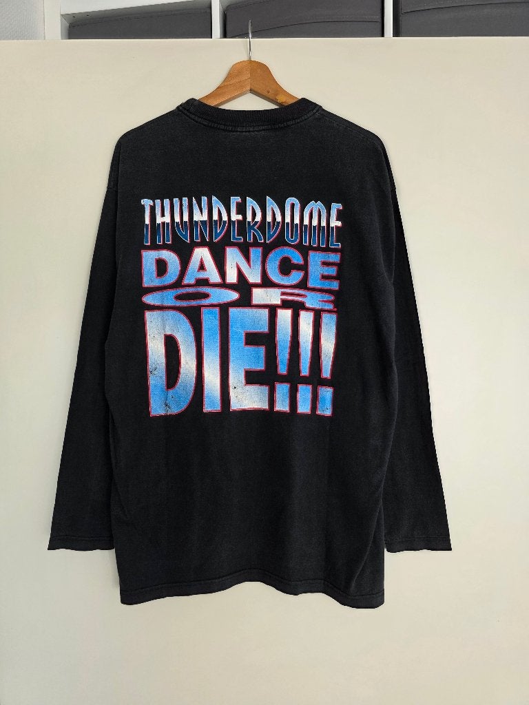 Thunderdome 1996 Dance or Die longsleeve XL hardcore Gabber, Thunderdome, Zwart, Ophalen of Verzenden, Maat 56/58 (XL)