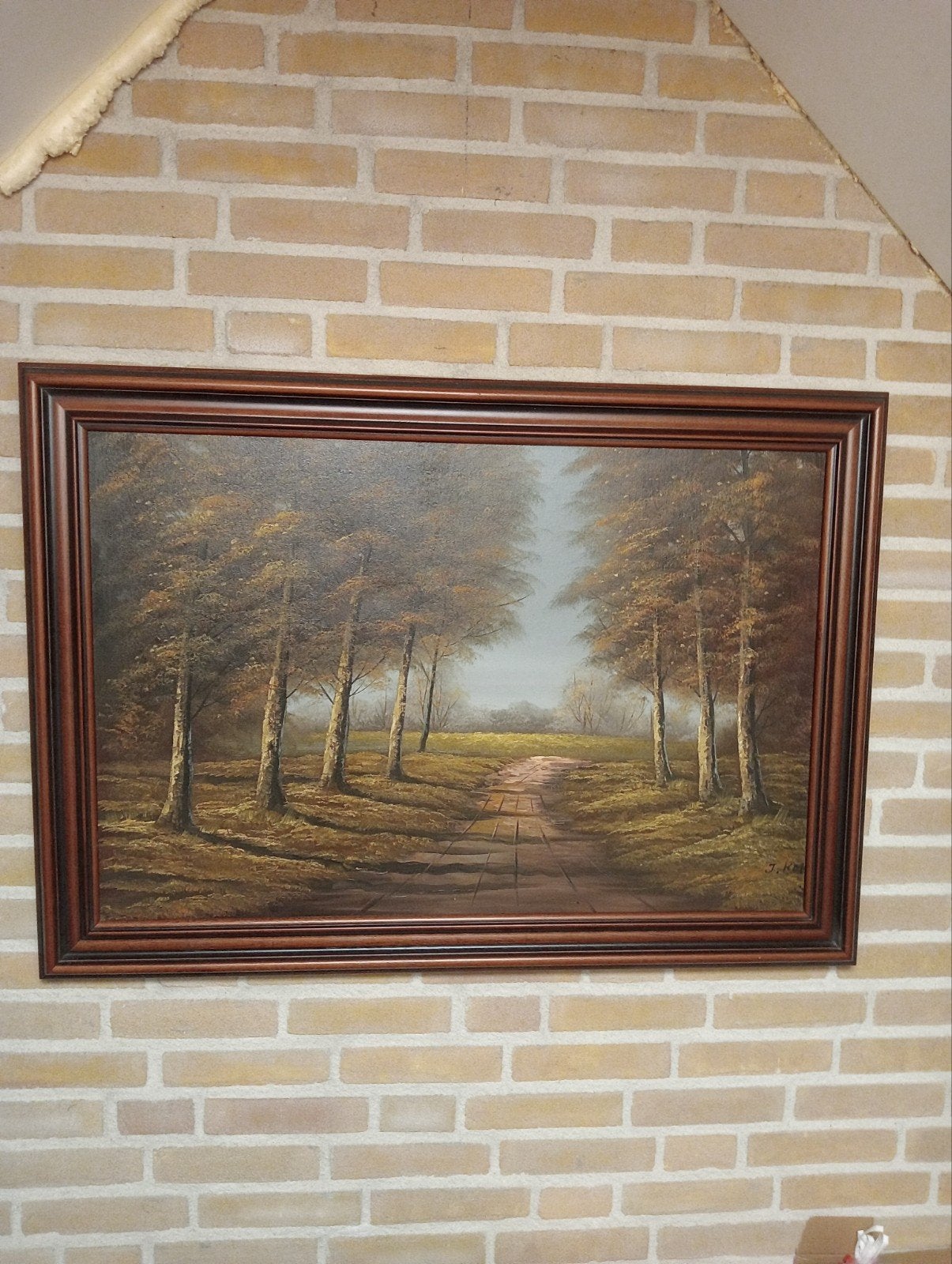 J. Kok – groot olieverfschilderij boslandschap met berken, Ophalen of Verzenden