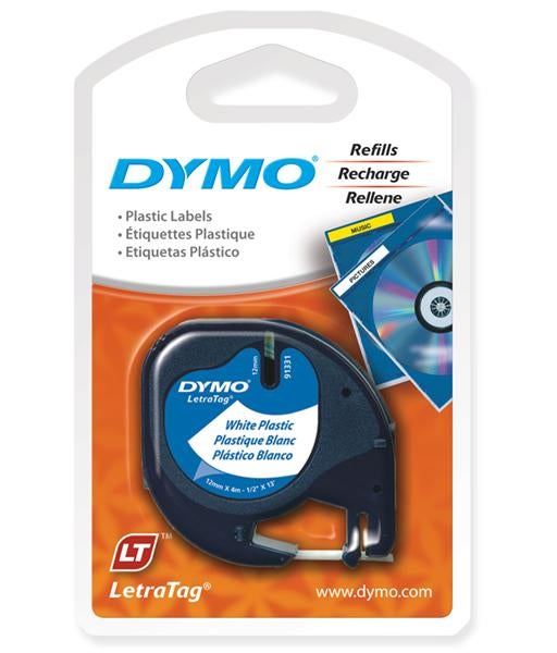 Nieuw | Dymo LetraTag tape 91201 12mm zwart op wit | 10st, Ophalen, Nieuw, Printertape, DYMO