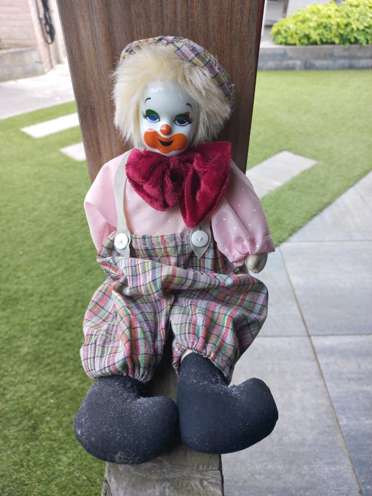 Vintage Porseleinen Clown - 30 cm, Ophalen of Verzenden, Zo goed als nieuw, Pop