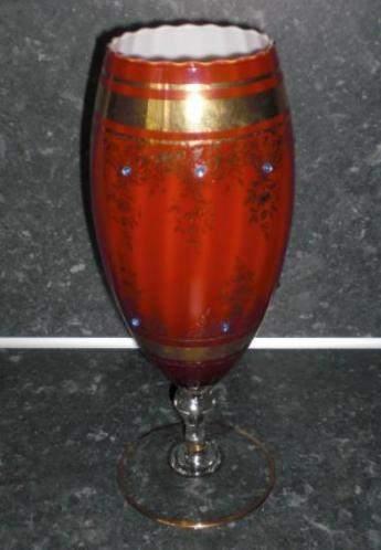 MURANO MET GOUD * HOOG GLAS Of Bokaal op Voet *, Antiek en Kunst, Verzenden