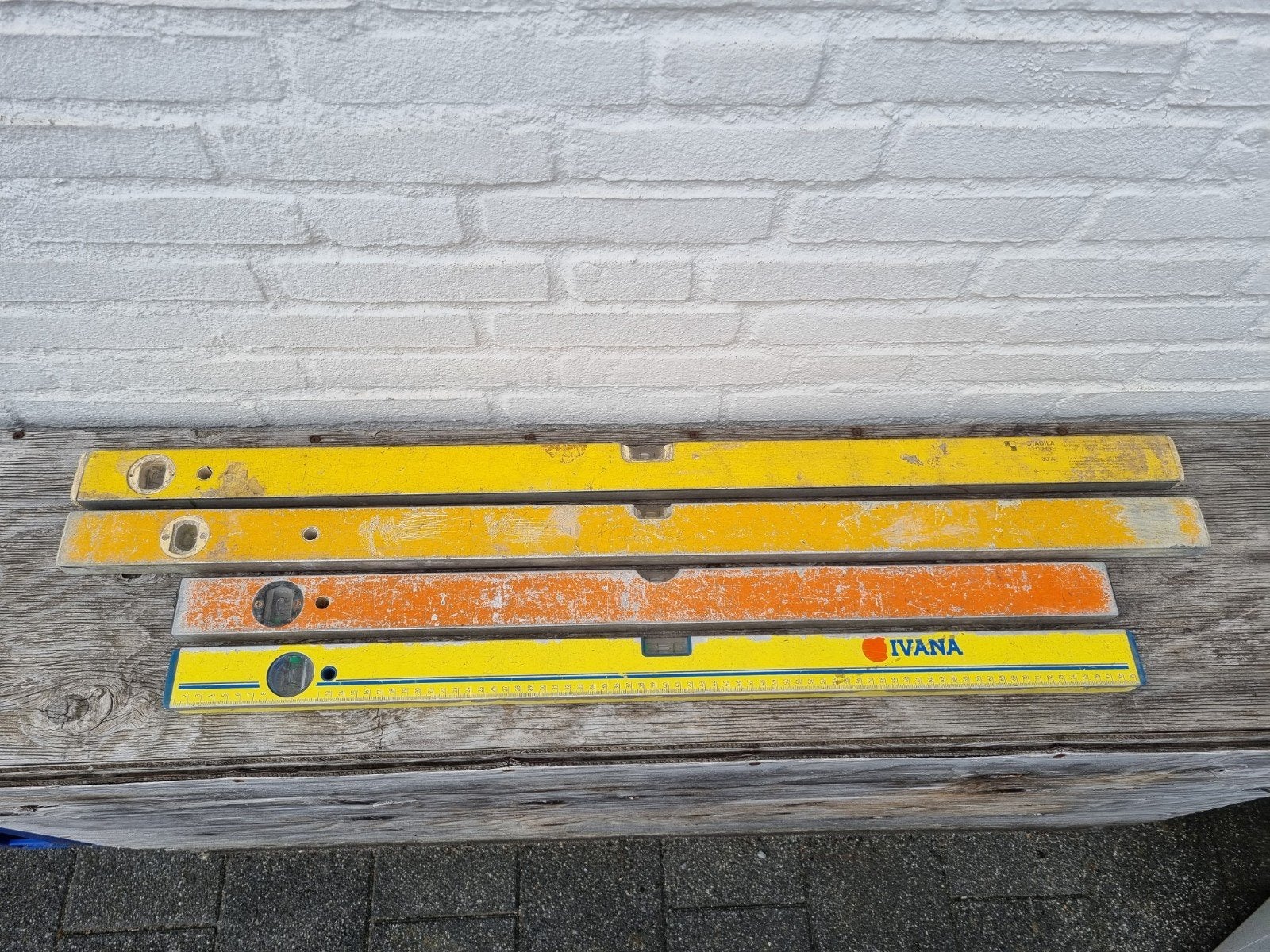4x Waterpas 100 cm en 80 cm, Ophalen, Gebruikt, Waterpas