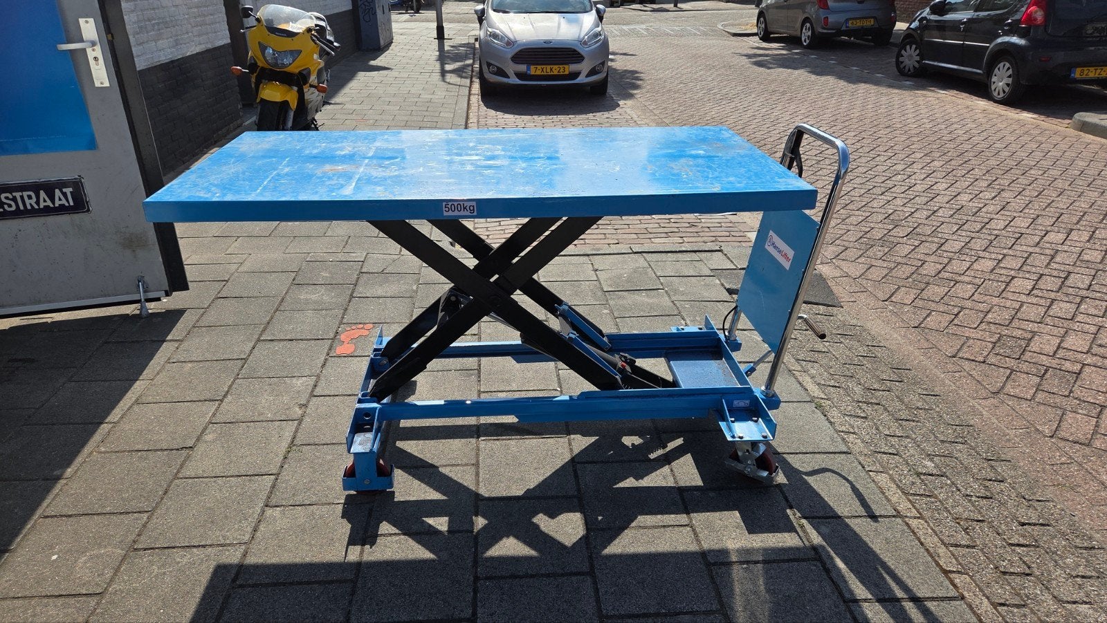 Grote hydraulische heftafel 500KG 160 x 80 x 90 goede staat, Ophalen, Zo goed als nieuw, 70 tot 120 cm