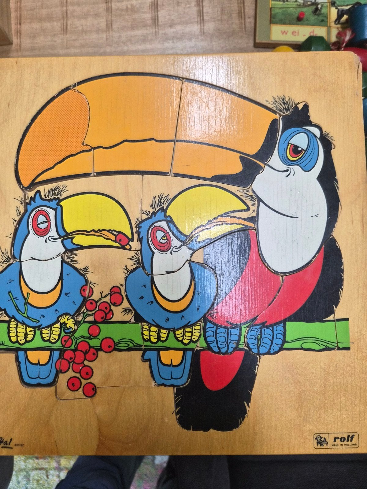 Vintage Rolf Houten Toekan Puzzel -gratis voor zakje snoep, Ophalen, 2 tot 4 jaar, Gebruikt, Van hout