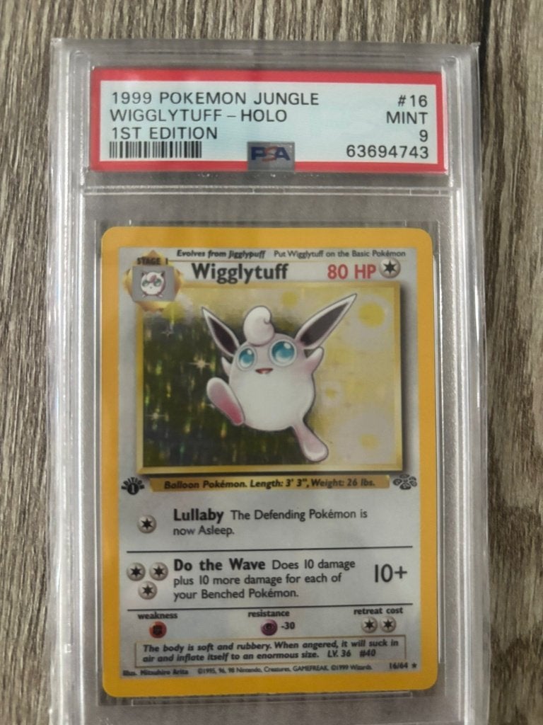 Wigglytuff 1st Edition PSA 9 – Jungle 1999 Pokémon, Ophalen, Zo goed als nieuw, Losse kaart, Foil
