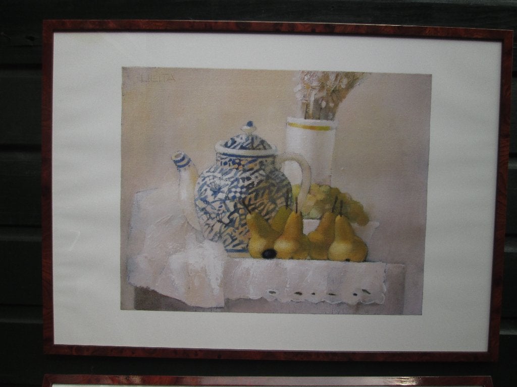 Stilleven Theepot & Peren Lilita Upeniece Kunstdruk 52 x 72, Ophalen, 50 – 75, Zo goed als nieuw, Schilderij