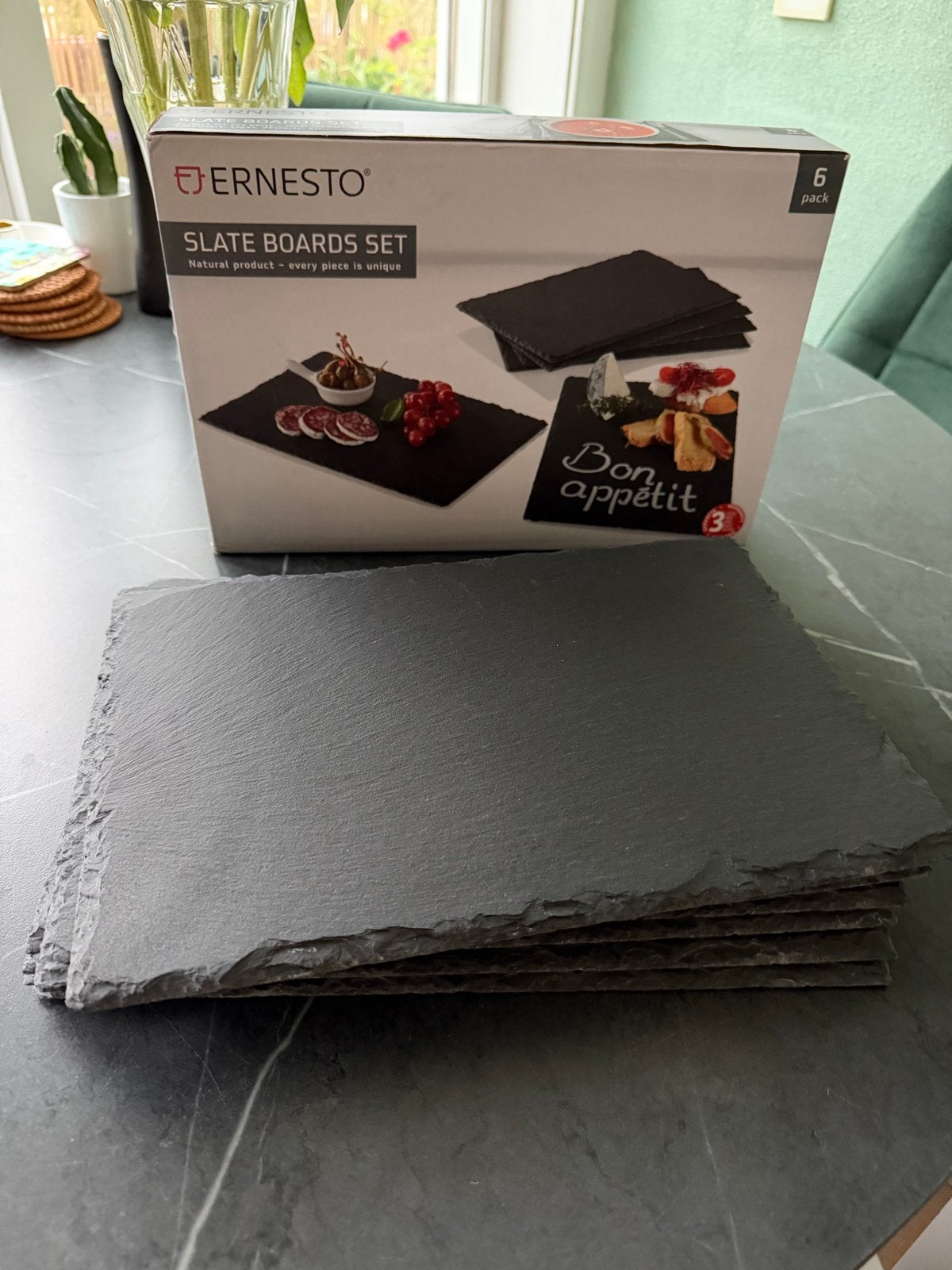 6 Nieuwe Krijt Stenen Borden - Serveerplanken, Ophalen, Ernesto, Snij-/serveerplank, Nieuw