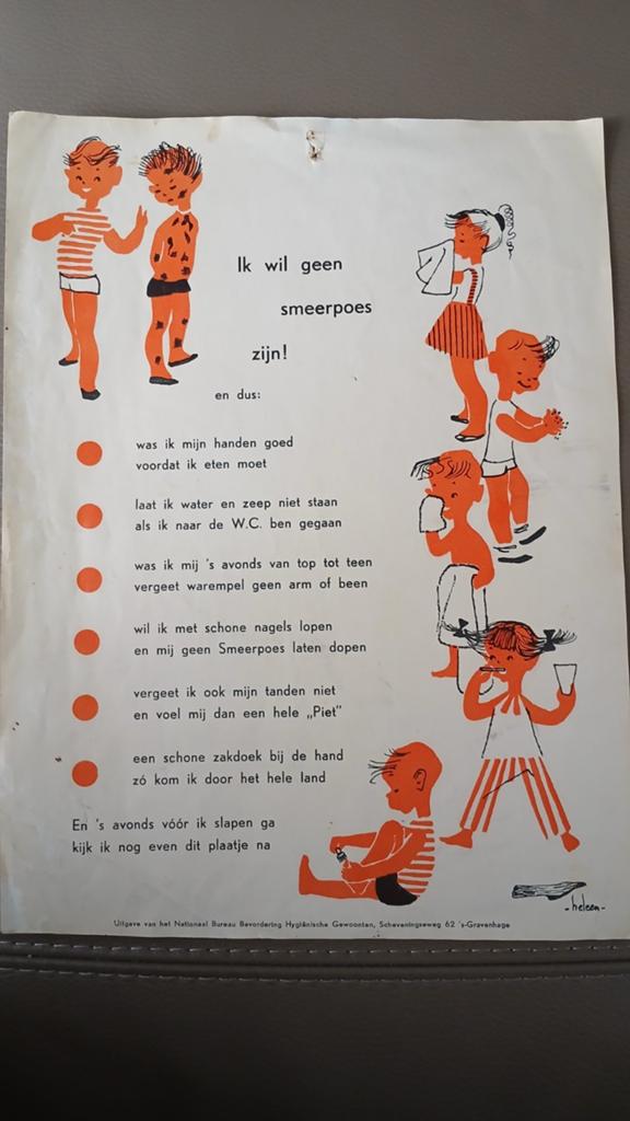Vintage Hygiëne Poster jaren 50, Antiek en Kunst, Antiek | Schoolplaten, Overige thema's, Ophalen of Verzenden