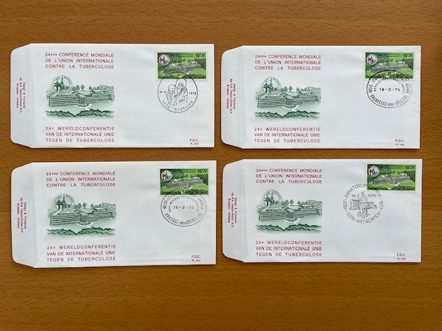 4x 1e Dag Enveloppe Filantropische Uitgifte, Ophalen of Verzenden, Overig