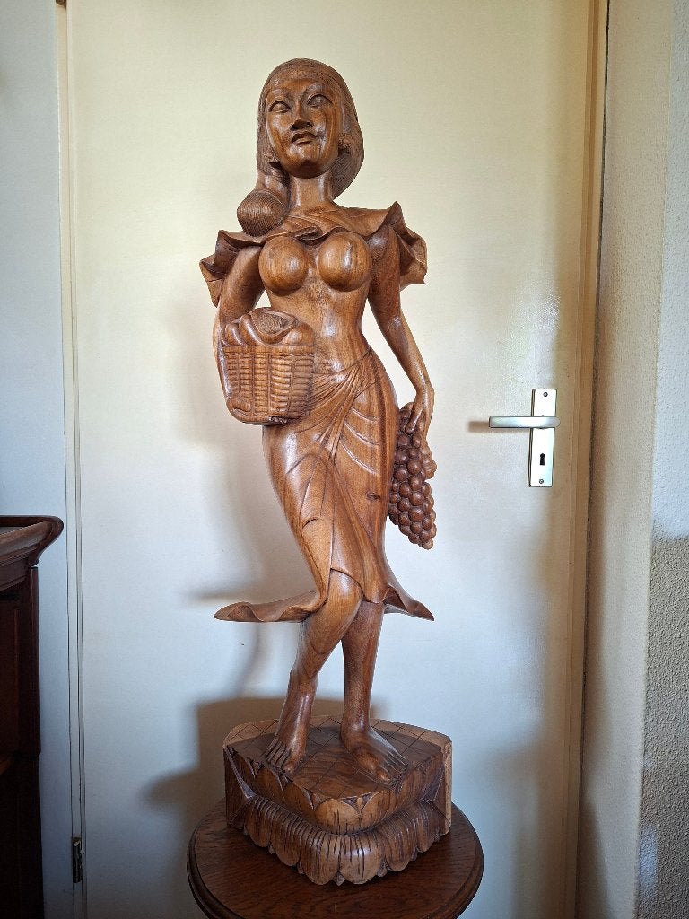 Zeer groot houtsnijwerk beeld uit Bali Indonesie, Ophalen, 50 - 100 cm, Beeld, Hout