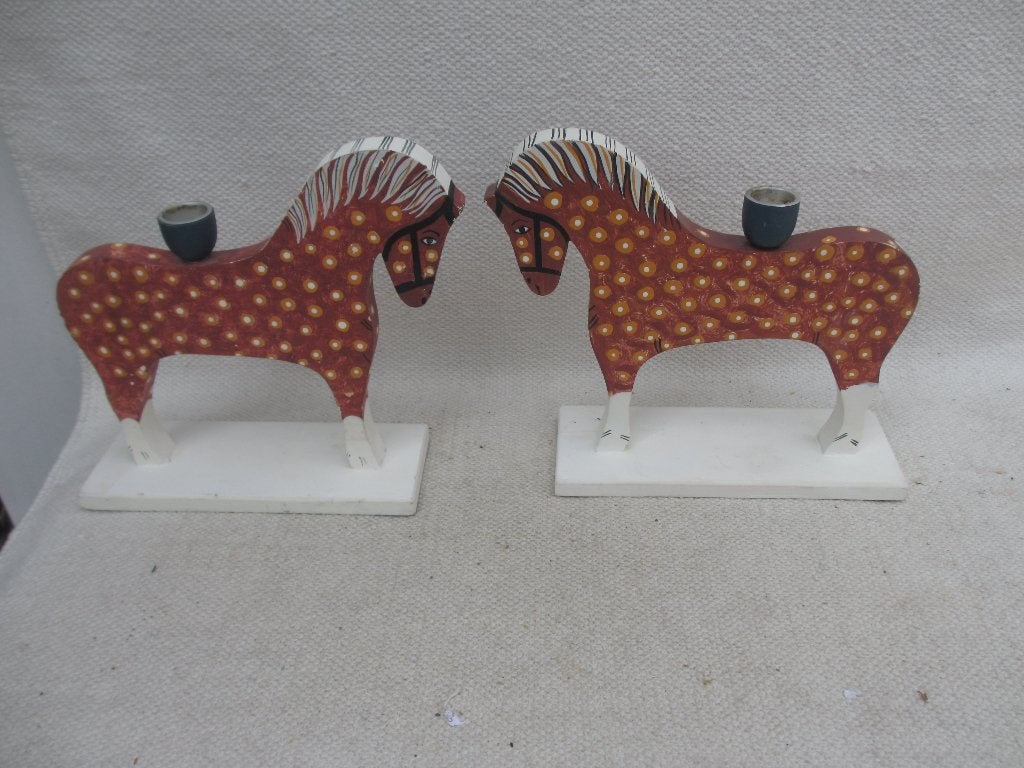 Diverse Vintage Scandinavische houten kandelaars