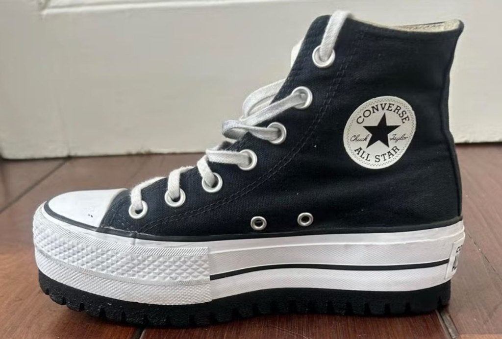 Converse All Star Plateau Sneakers Zwart/ Wit - Maat 36,5, Kleding | Dames, Schoenen, Wit, Ophalen of Verzenden, Converse All Stars