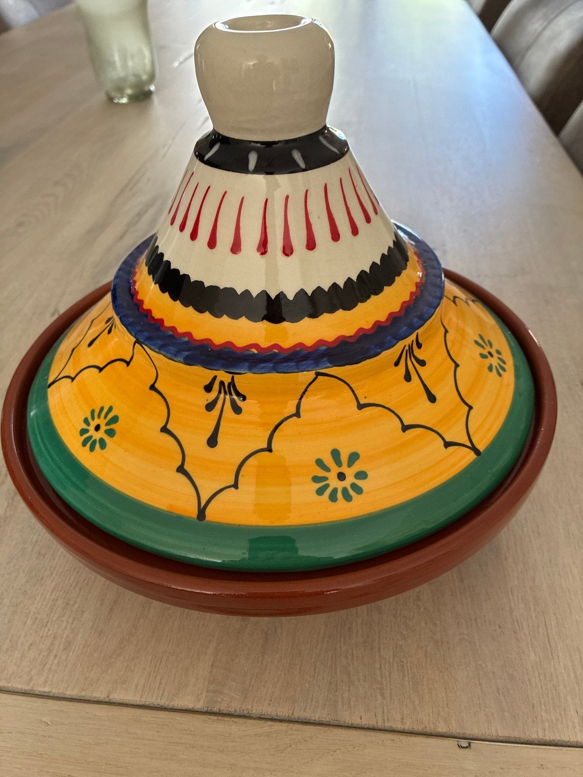 Kleurrijke Tajine - Zo goed als nieuw, Met deksel, Tajine, Ophalen of Verzenden, Zo goed als nieuw
