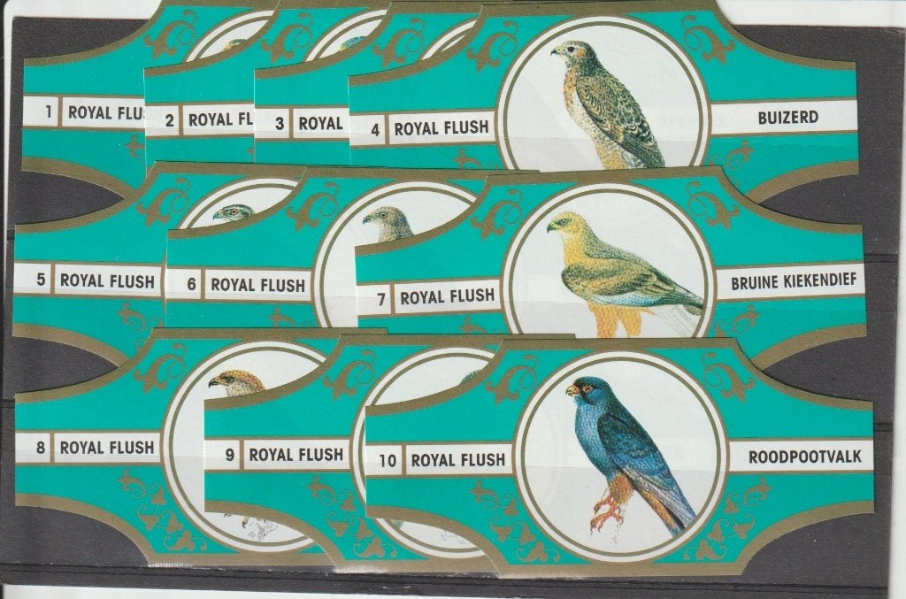 reeks 1972   roofvogels  -10   sigarenbanden, Ophalen of Verzenden, Zo goed als nieuw, Sigarenbandjes