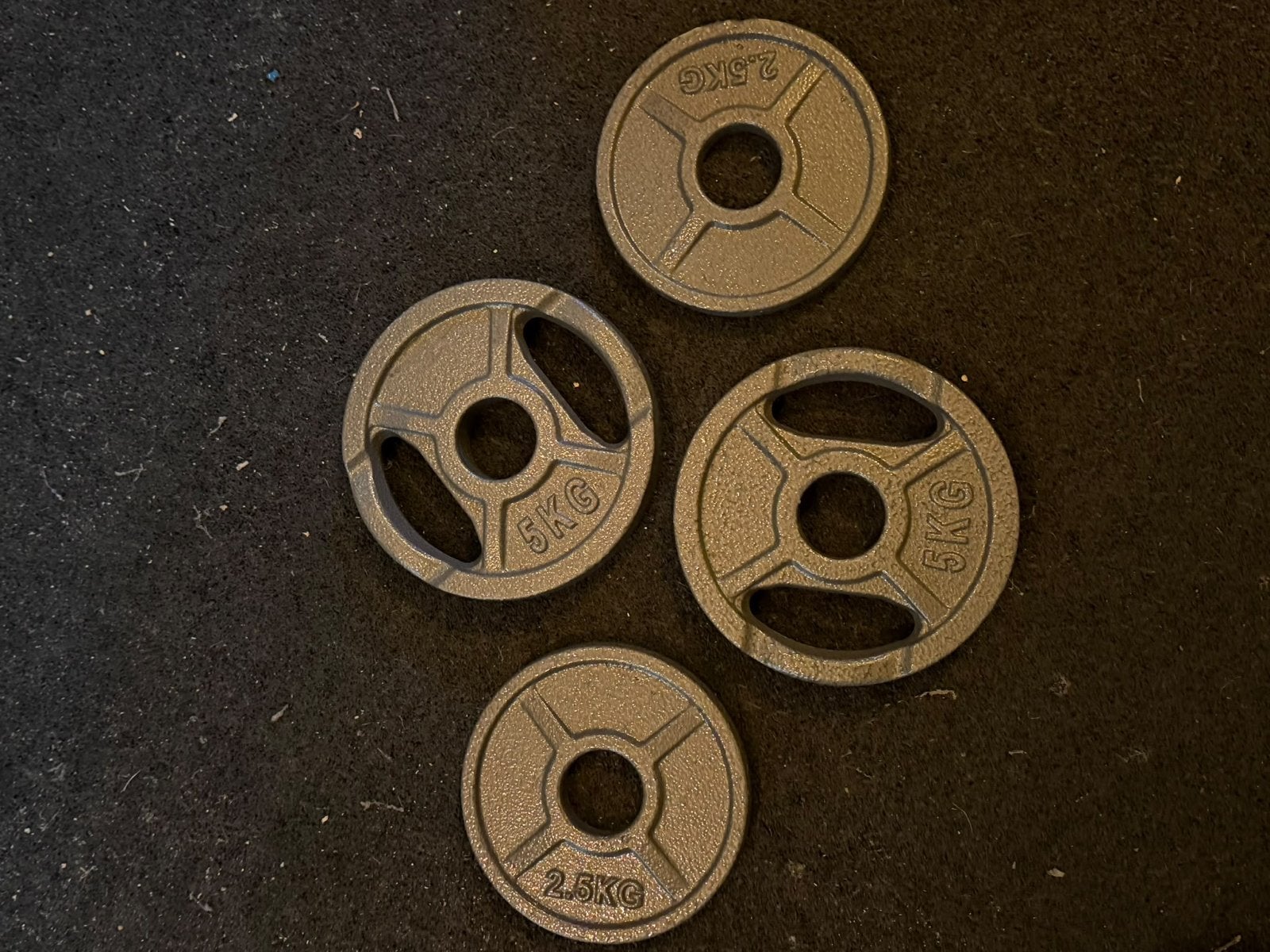 Halterschijven 2x 2.5kg en 2x 5kg - 50mm, Ophalen, Gebruikt, Halterschijven