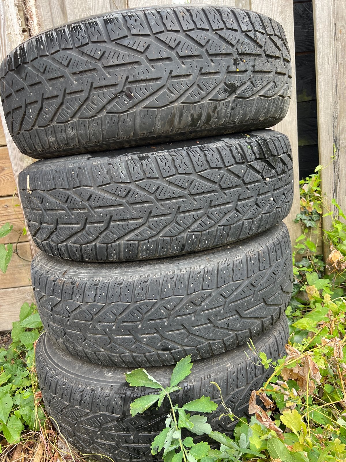 Winterbanden Riken Snow met diep profiel op stalen velg, Ophalen, Gebruikt, 15 inch, Banden en Velgen