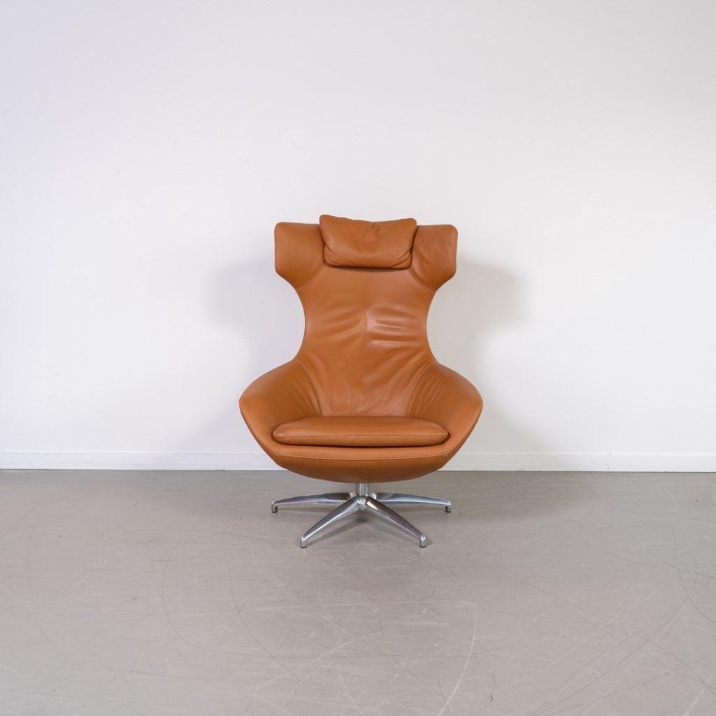 1x Leolux Caruzzo PLUS Fauteuil + Voetenbank Karamel Leer, Huis en Inrichting, Fauteuils, Niet ingevuld, Niet ingevuld, 75 tot 100 cm