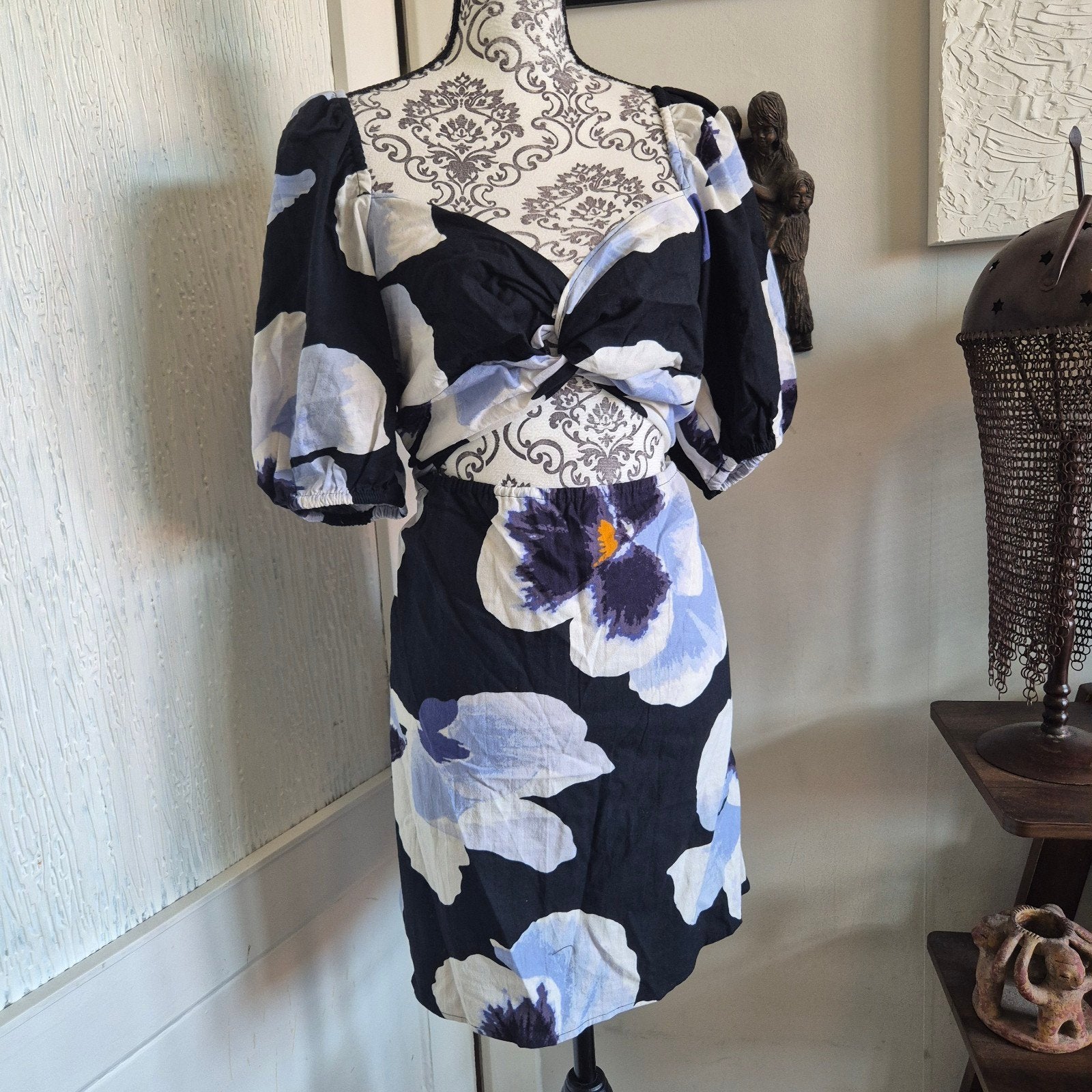 H&M Linnenmix Zomerjurk XL • Nieuw met Kaartje • Bloemen, H&M, Paars, Maat 46/48 (XL) of groter, Nieuw