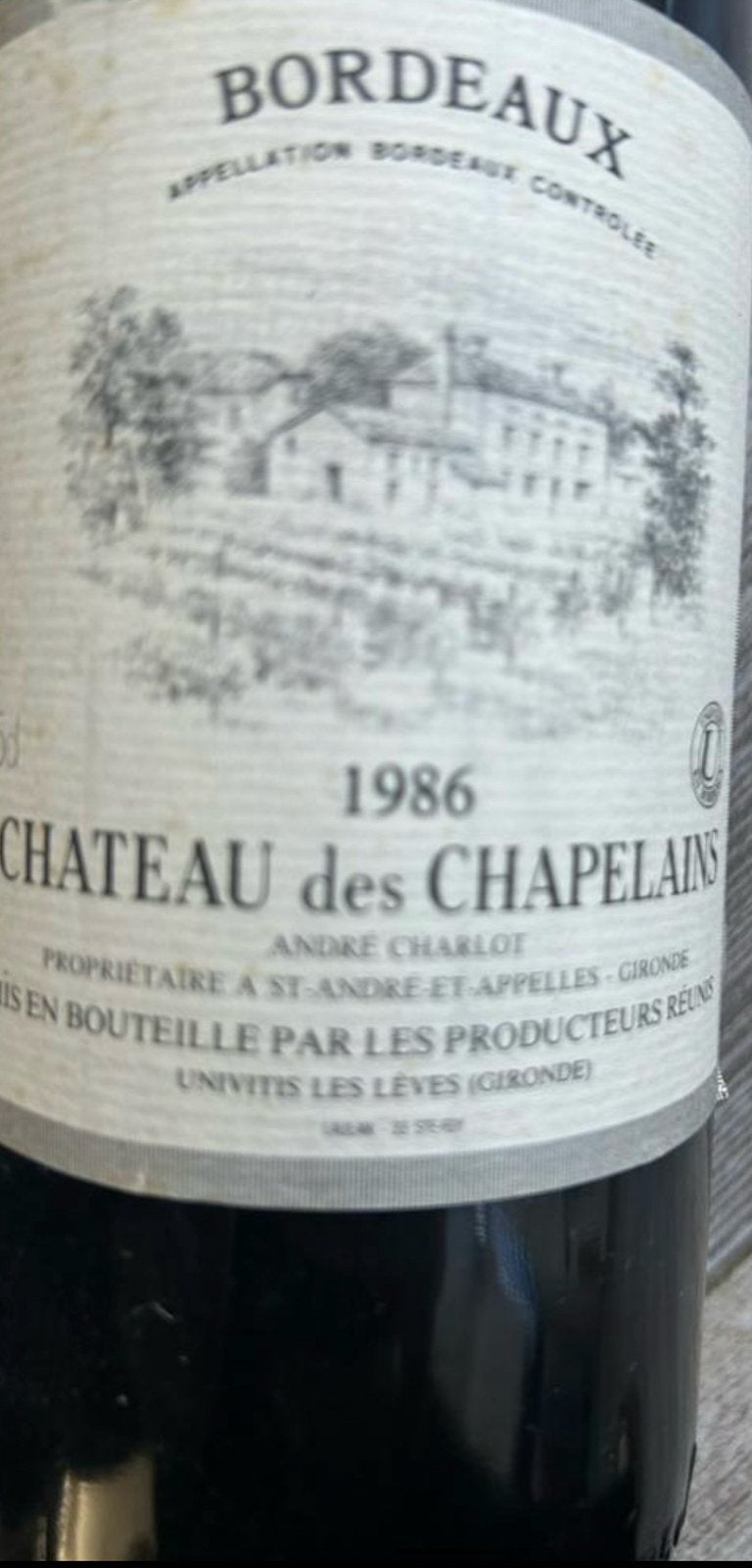 BORDEAUX CHATEAU DES CHAPELAINS 1986 nieuw, Frankrijk, Nieuw, Ophalen of Verzenden, Rode wijn