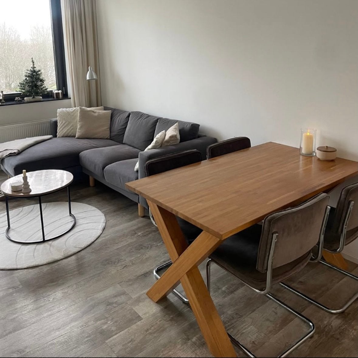 Houten (eet) tafel, Ophalen, Gebruikt, 100 tot 150 cm, Eikenhout