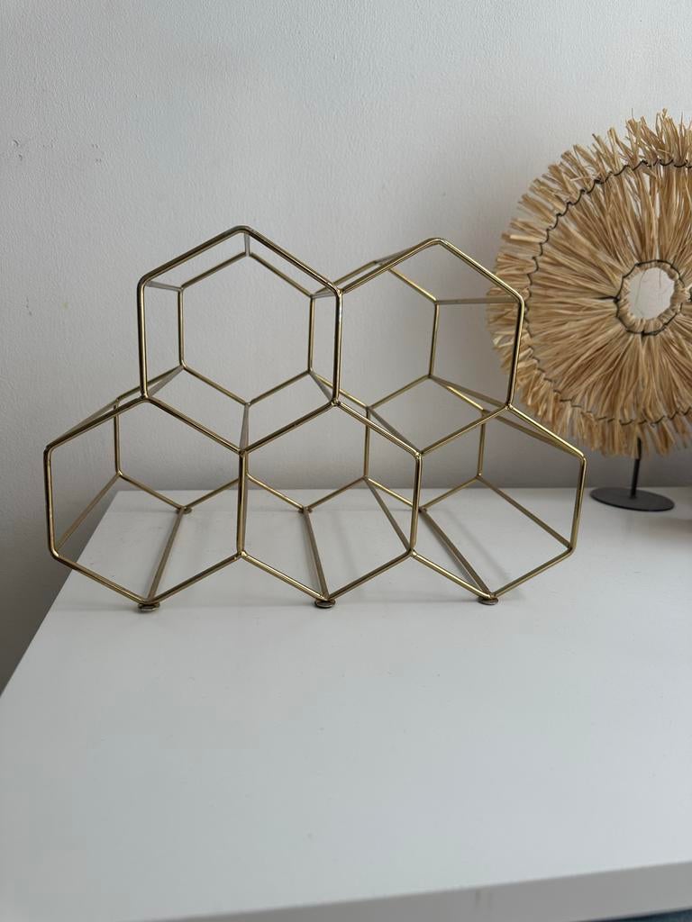 Goudkleurig vintage wijnrek - decoratief en functioneel, Huis en Inrichting, Woonaccessoires | Wijnrekken, Ophalen of Verzenden