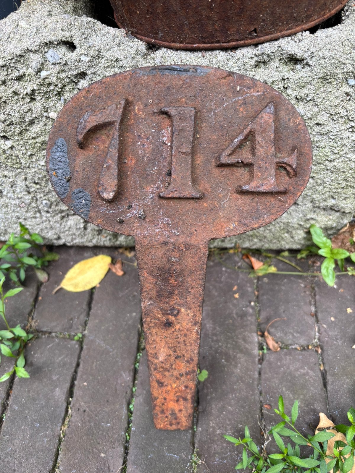 Oud tuinsteker grafnummer gietijzer, Antiek en Kunst, Ophalen of Verzenden
