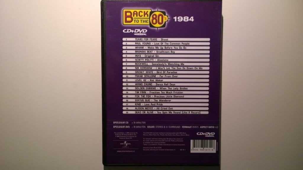 Back To The 80's 1984 (CD + DVD), Alle leeftijden, Ophalen of Verzenden, Zo goed als nieuw, Muziekvideo's