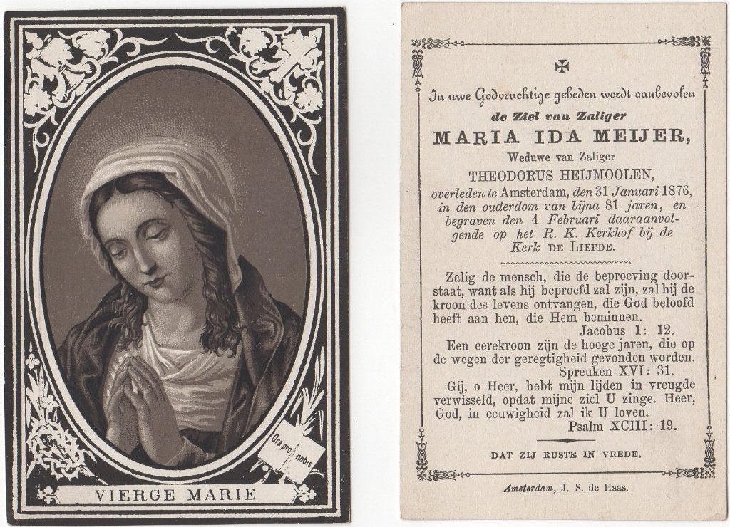 Maria Ida Meijer 1795 - 1876 Amsterdam, 80 jaar oud, Verzamelen, Verzenden