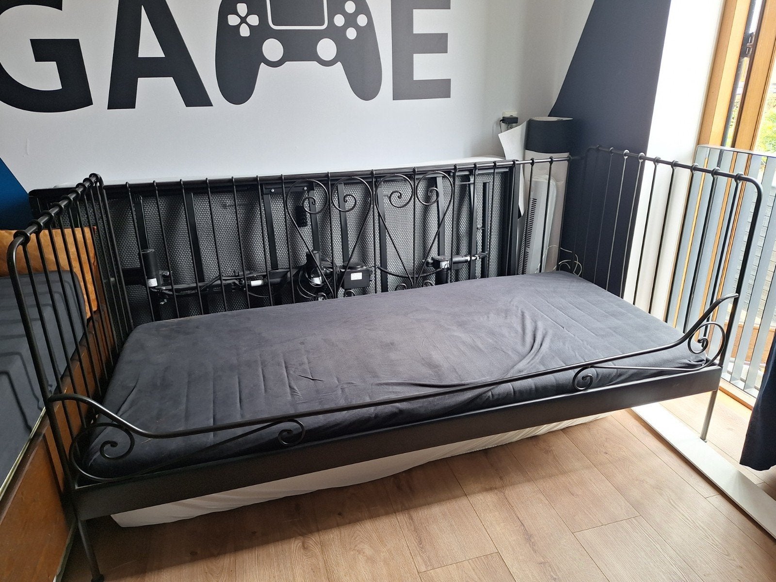 ikea meldal bed, Ophalen, 90 cm, Eenpersoons, Zwart