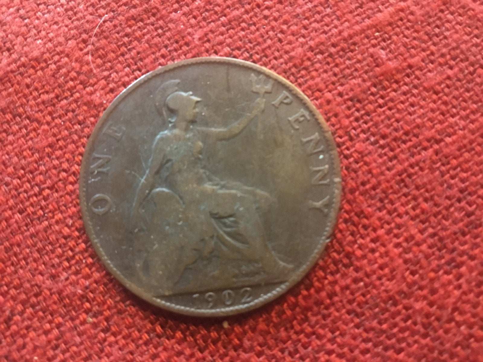 Britse One Penny munt uit 1902 - Koning Edward VII, Ophalen of Verzenden, Overige landen, Losse munt