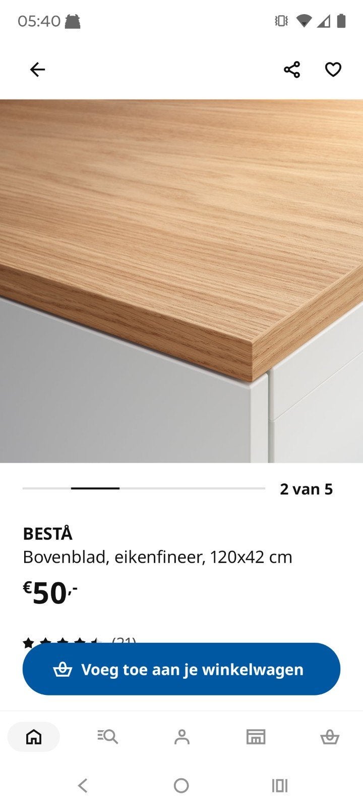 2 xbesta bovenblad eiken fineer 120x42 cm in perfecte staat, Ophalen of Verzenden, Hout