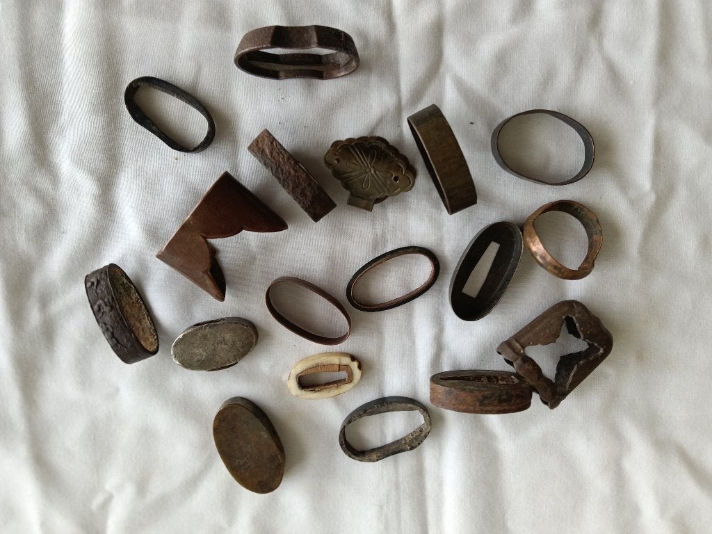 Lot diversen antieke Japanse zwaard parts , tanto, wakizashi, Wapen, Handgemaakt, Ophalen of Verzenden, Japan