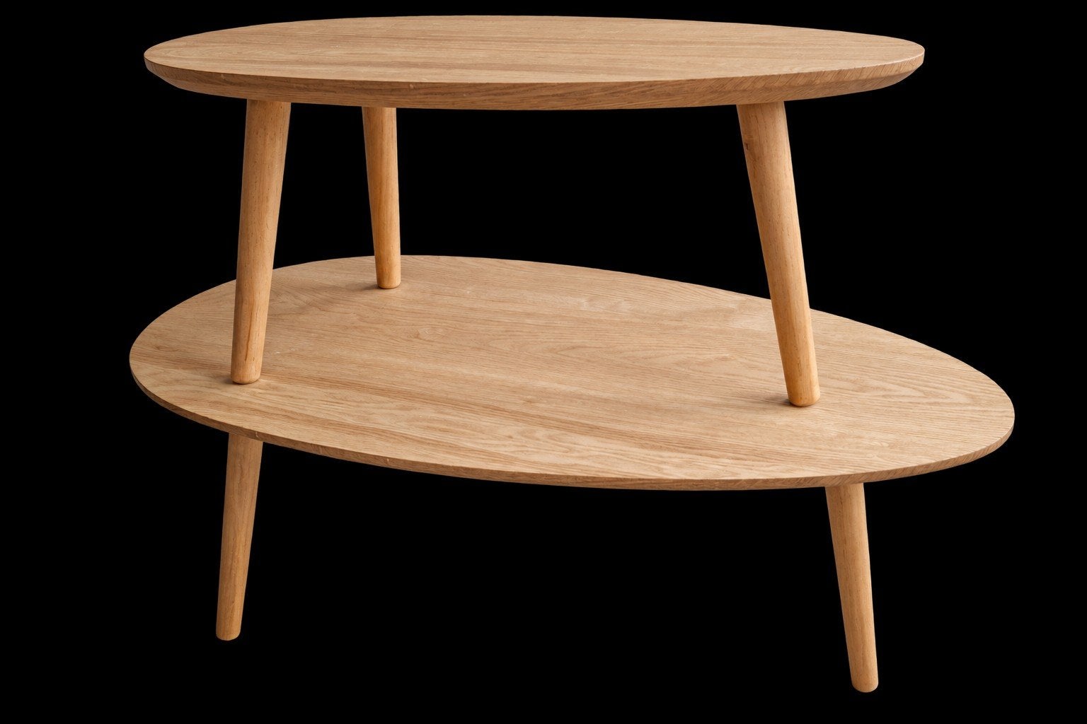 Set van 2 houten salontafels Arvin – z.g.a.n., Huis en Inrichting, 50 tot 100 cm, Rond, Zo goed als nieuw, 50 tot 100 cm