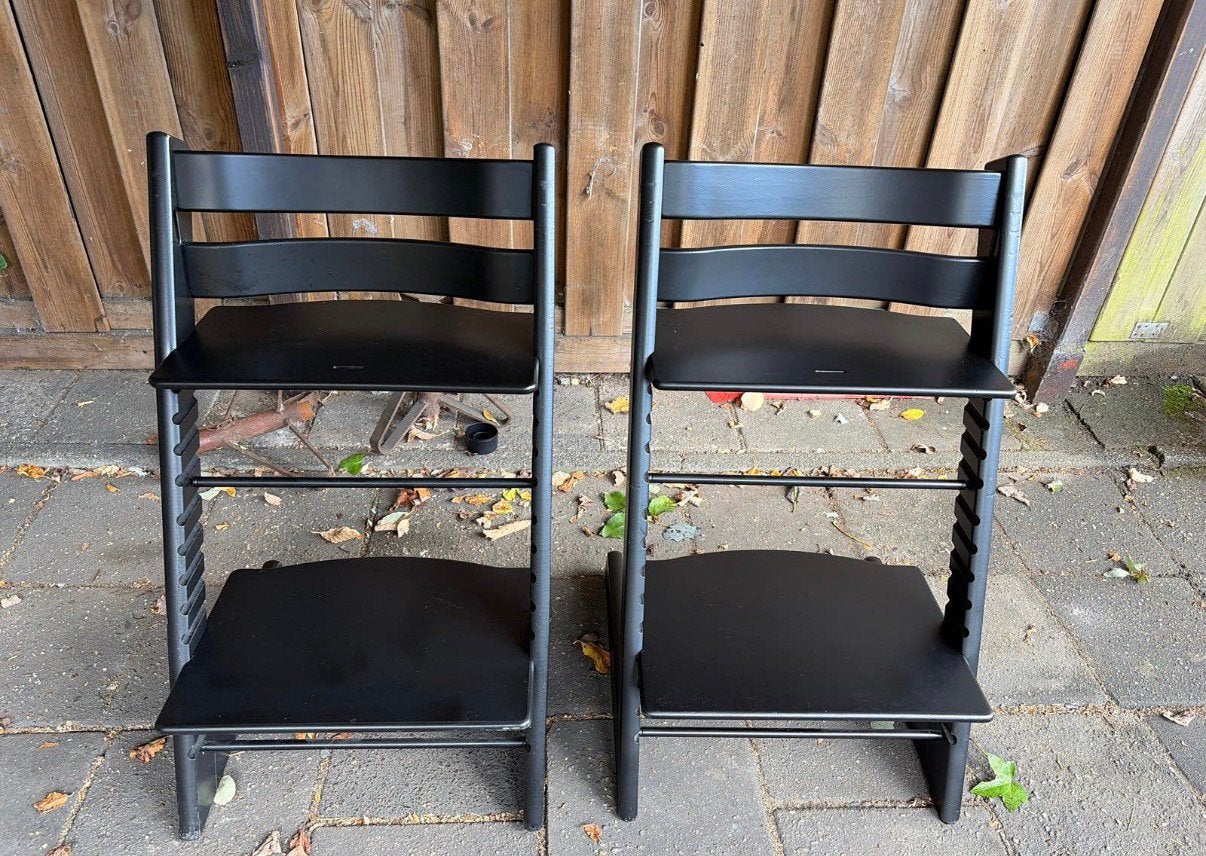 Stokke Tripp Trapp meegroeistoel zwart  nieuw model 75 pst, Ophalen, Gebruikt, Meegroeistoel, Aanschuifbaar