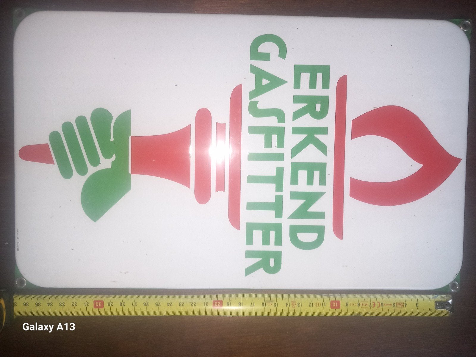 Vintage Emaille Bord Erkend Gasfitter - Uniek Verzamelstuk, Ophalen of Verzenden