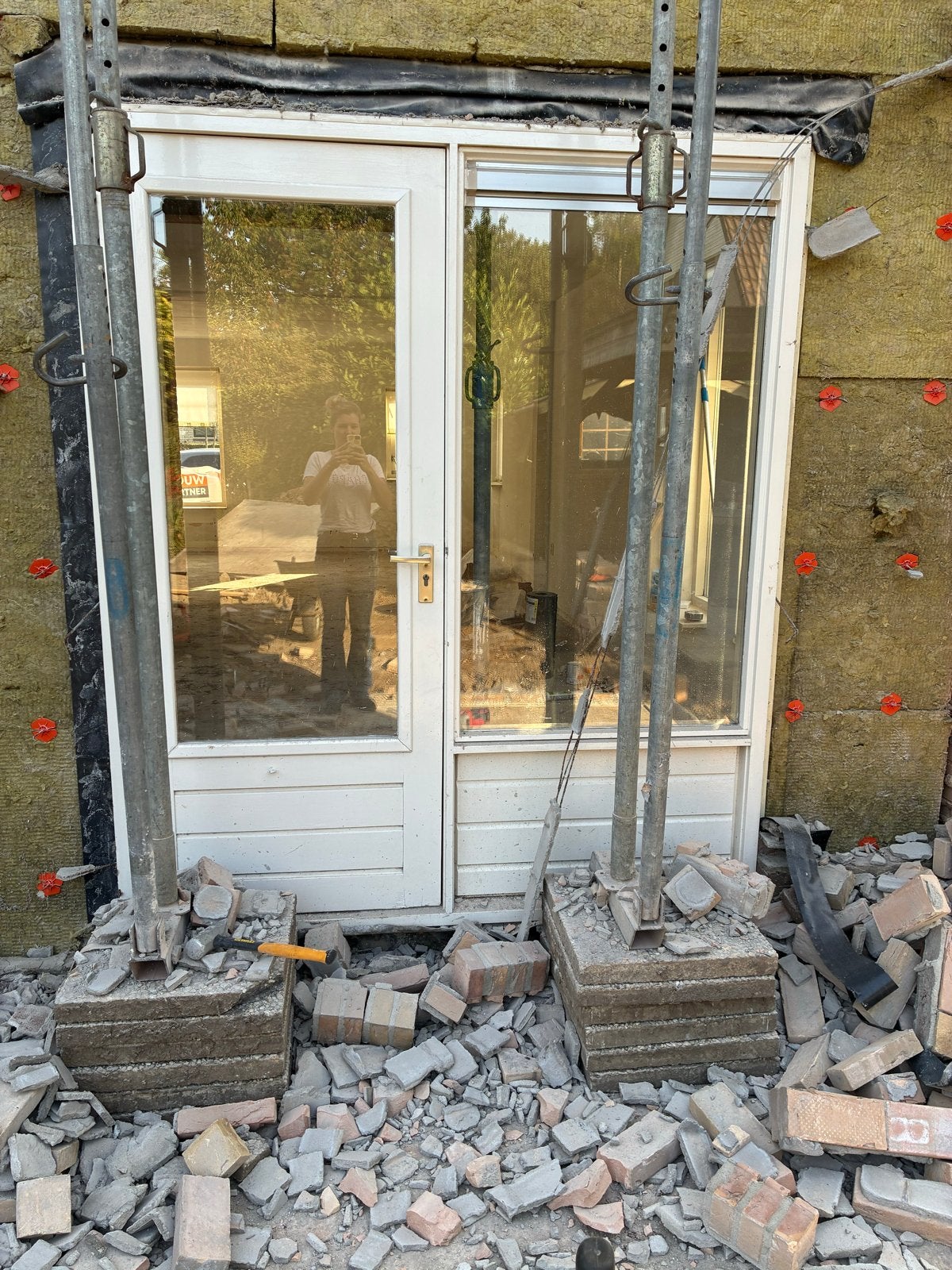 TEAB !!Witte kunststof buitendeur met glas, Ophalen, Gebruikt, 80 tot 100 cm, 200 tot 215 cm