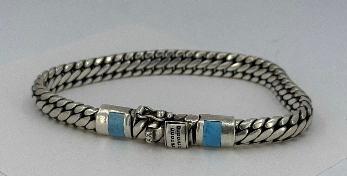 Buddha to Buddha armband zilver met turkoois, Overige kleuren, Ophalen of Verzenden, Zo goed als nieuw, Met edelsteen