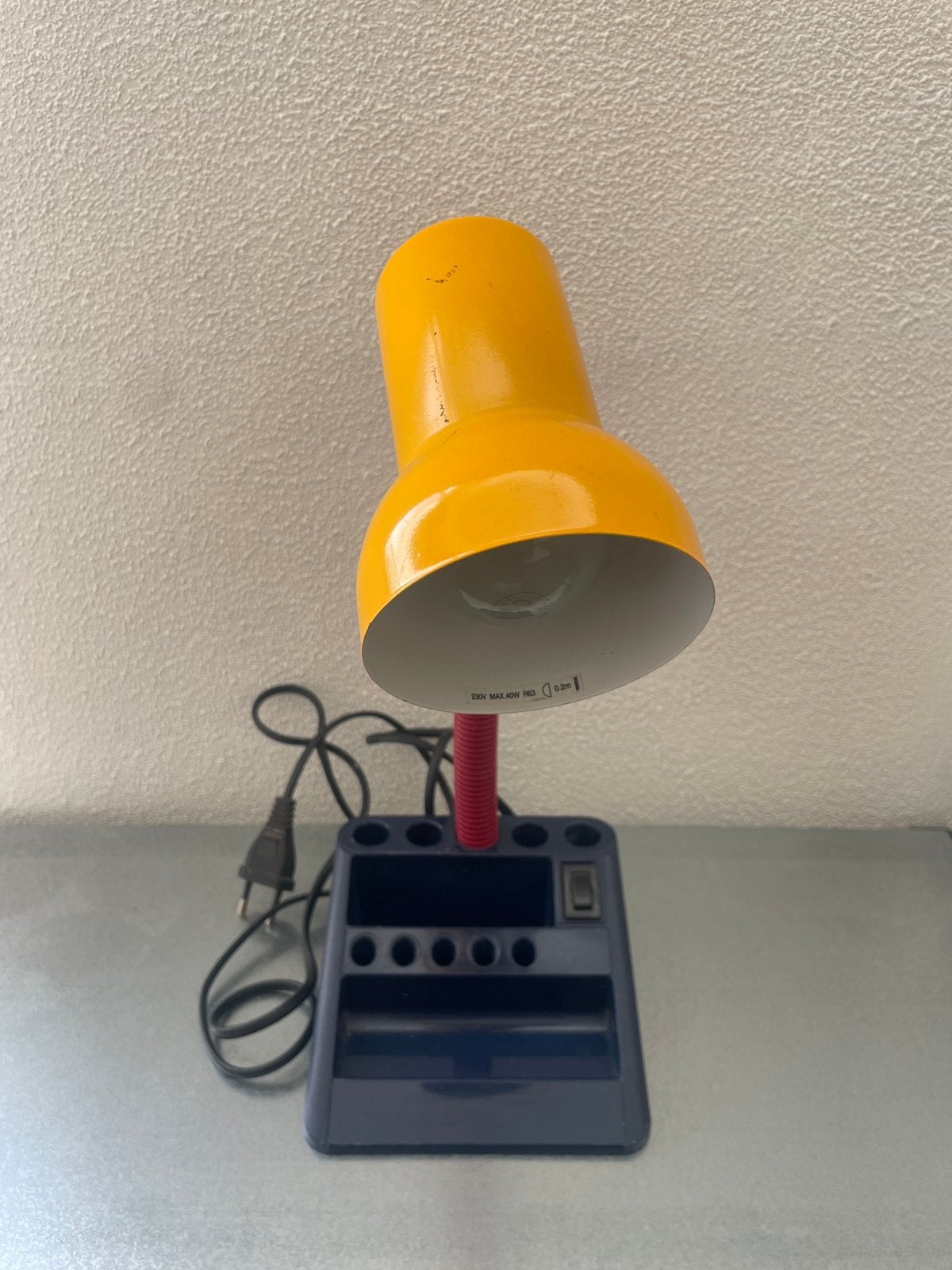 Massive popart tafellamp/bureaulamp - retro vintage, Ophalen, Zo goed als nieuw, Bureaulamp, Vintage