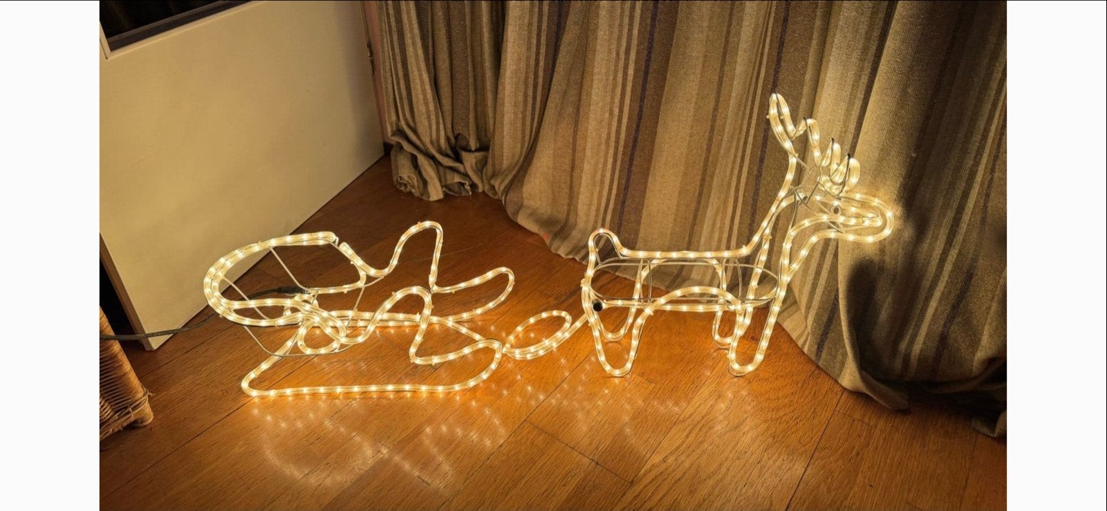 Kerst verlichting slngverlichting slee rendier elektrisch, Ophalen of Verzenden, Zo goed als nieuw