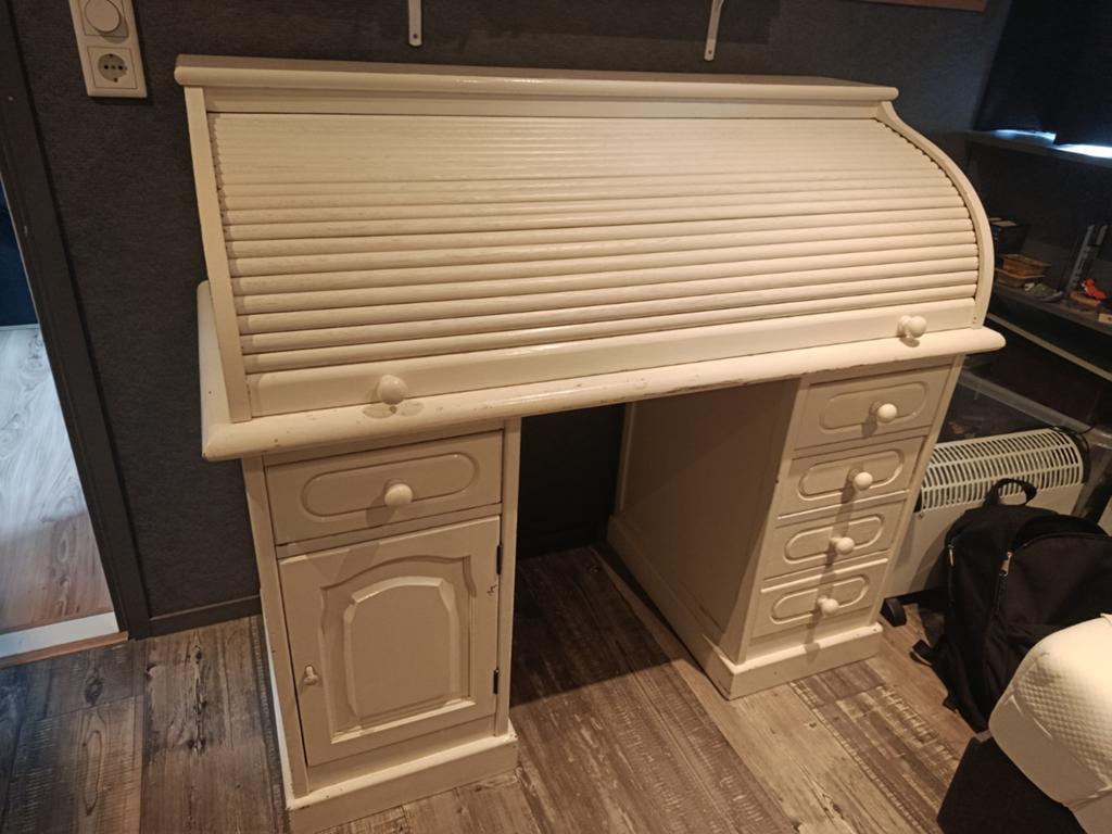 Gaaf wit vintage bureau, Ophalen, Gebruikt, Hout, Secretaire