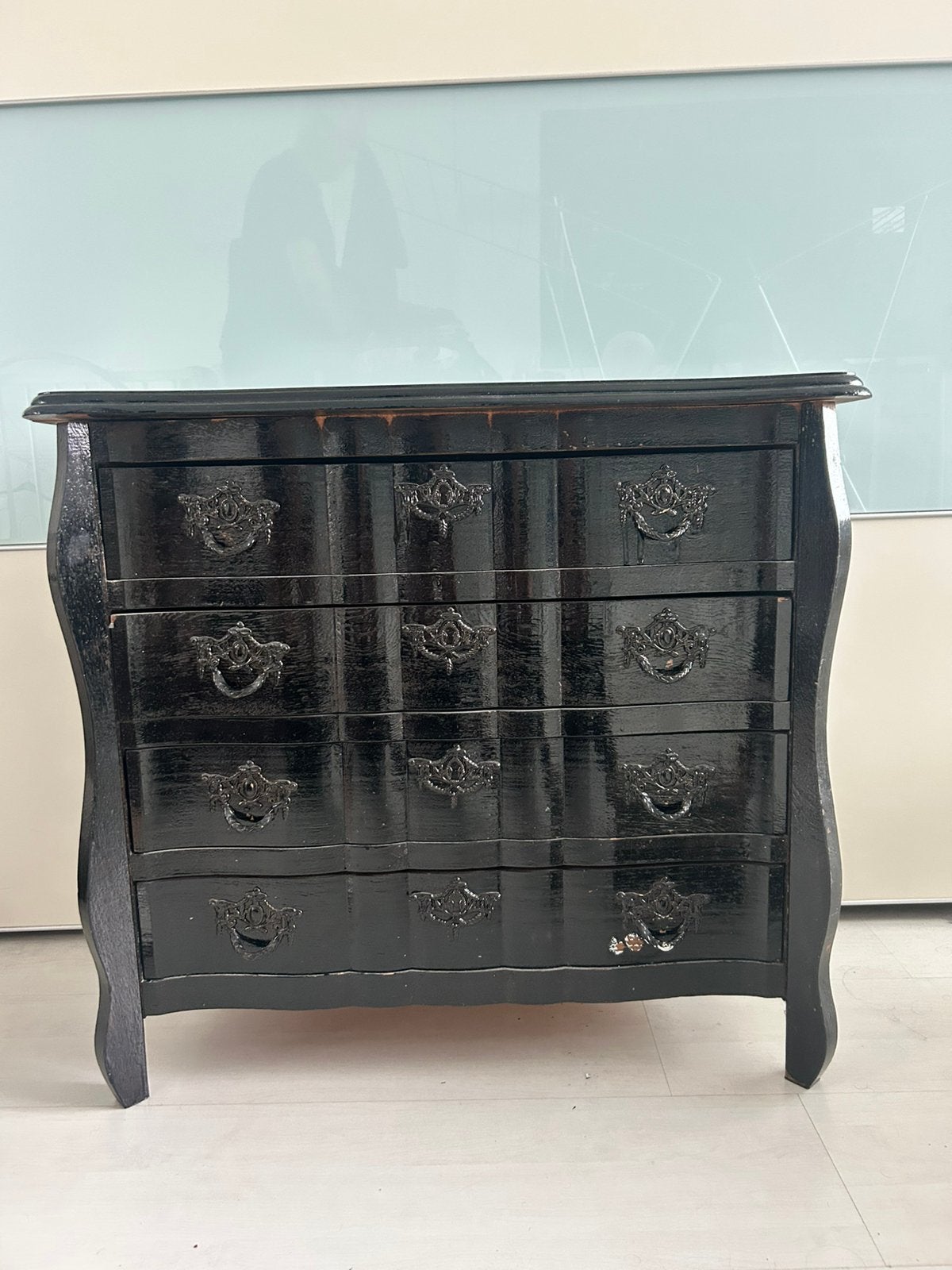 Zwarte Barok Commode met 4 Lades, Ophalen of Verzenden